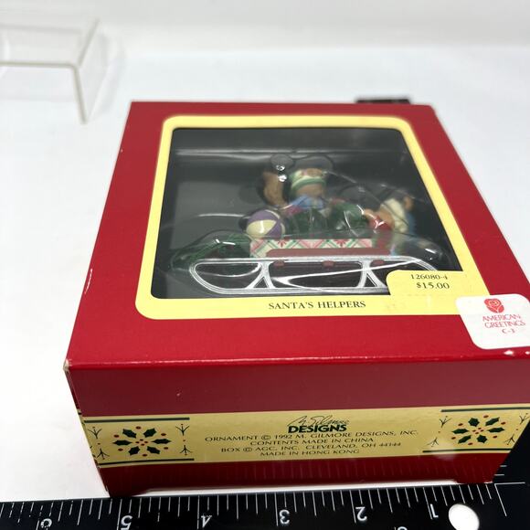 1992 Carlton Cards Heirloom Collection Christmas Santa's Helpers Ornament VTG - Picture 7 of 8